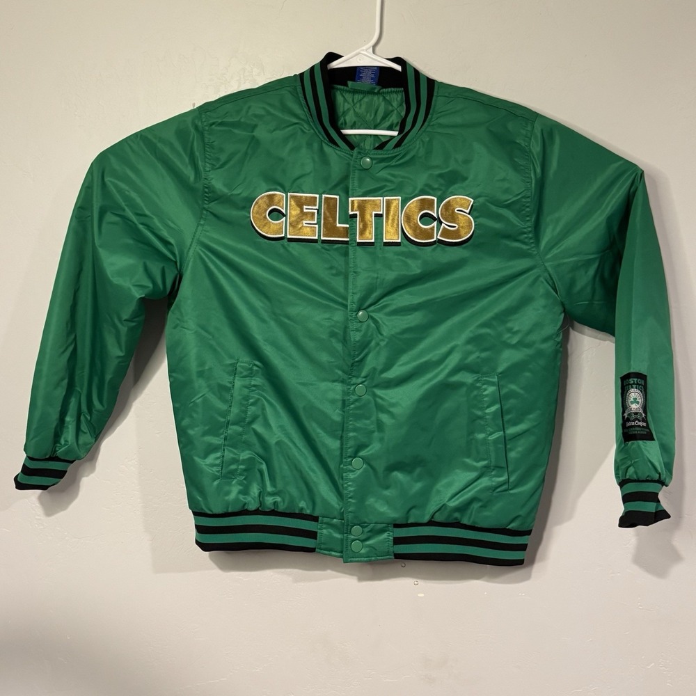 Men's Boston Celtics Green Satin Varsity Basketball Bomber Men Jacket Medium